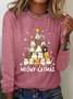 Women Animal Crew Neck Cotton-Blend Long Sleeve Casual Daily Spring/Fall T-shirt