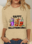 Women Christmas Crew Neck Cotton-Blend Long Sleeve Casual Daily Spring/Fall T-shirt