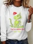 Women Christmas Crew Neck Cotton-Blend Long Sleeve Casual Daily Spring/Fall Blouse