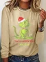 Women Christmas Crew Neck Cotton-Blend Long Sleeve Casual Daily Spring/Fall Blouse