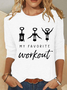 Women Christmas Crew Neck Cotton-Blend Long Sleeve Casual Daily Spring/Fall Blouse