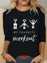 Women Christmas Crew Neck Cotton-Blend Long Sleeve Casual Daily Spring/Fall Blouse
