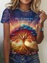 Plant Pattern Print Short Sleeve Crew Neck T-shirt