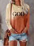 Women Jesus Copy Crew Neck Jersey Long Sleeve Casual Daily Spring/Fall T-shirt