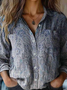 Women Ethnic Shawl Collar Long Sleeve Vintage Daily Spring/Fall Shirt