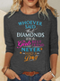 Women Text Letters Crew Neck Cotton-Blend Long Sleeve Casual Daily Spring/Fall Blouse