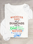 Women Text Letters Crew Neck Cotton-Blend Long Sleeve Casual Daily Spring/Fall Blouse