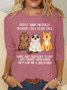 Women Cat Crew Neck Cotton-Blend Long Sleeve Casual Daily Spring/Fall Blouse