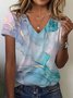 Women's Abstract Print Casual Short Sleeve V-Neck T-Shirt