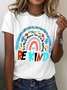 Women Text Letters Crew Neck Cotton Short Sleeve Casual Daily Summer T-shirt