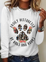 Women Text Letters Crew Neck Cotton-Blend Long Sleeve Casual Daily Spring/Fall Blouse
