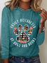 Women Text Letters Crew Neck Cotton-Blend Long Sleeve Casual Daily Spring/Fall Blouse