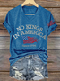 V-neck Retro No Kings In America Since 1776 Print T-Shirt
