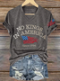 V-neck Retro No Kings In America Since 1776 Print T-Shirt