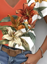 Women's Floral Print Casual V-Neck Short Sleeve T-Shirt