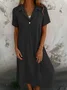 Cotton Shirt Collar Casual Dress With No