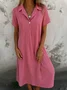 Cotton Shirt Collar Casual Dress With No