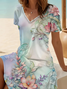 Women's Floral Print Casual V-Neck Short Sleeve Dress