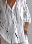 Women's Long Sleeve Shirt Spring/Fall White Striped Printing Shirt Collar Daily Going Out Casual Top