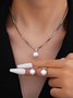 Jewelry Fashion Pearl Pendant Alloy Light Luxury Pearl Earrings Earrings Necklace Set Two-piece Necklace