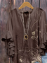 Women's Half Sleeve Shirt Summer Brown Floral Printing V Neck Daily Going Out Casual Top