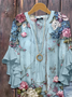 Women's Half Sleeve Shirt Summer Blue Floral Printing V Neck Daily Going Out Casual Top