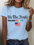 Women Flag Crew Neck Cotton Short Sleeve Casual Daily Summer T-shirt