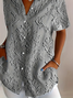 Women's Short Sleeve Shirt Summer Gray Floral Printing Shirt Collar Daily Going Out Casual Top