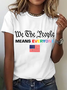 Women Flag Crew Neck Cotton Short Sleeve Casual Daily Summer T-shirt