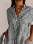 Women's Short Sleeve Shirt Summer Gray Floral Printing Shirt Collar Daily Going Out Casual Top