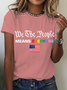 Women Flag Crew Neck Cotton Short Sleeve Casual Daily Summer T-shirt