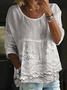 Women's Half Sleeve Shirt Summer White Floral Printing Crew Neck Daily Going Out Casual Top