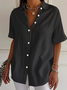 Women's Short Sleeve Shirt Summer Black Plain Printing Shirt Collar Daily Going Out Casual Top