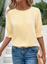 Women's Half Sleeve Shirt Summer Yellow Striped Crew Neck Daily Going Out Vintage Top