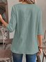 Regular Fit Crew Neck Linen Casual Shirt