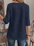 Regular Fit Crew Neck Linen Casual Shirt