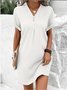 Women's Short Sleeve Summer Aqua Plain Split Joint V Neck Daily Going Out Vintage Maxi A-Line Tank Dress