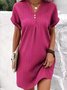 Women's Short Sleeve Summer Aqua Plain Split Joint V Neck Daily Going Out Vintage Maxi A-Line Tank Dress