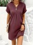 Women's Short Sleeve Summer Aqua Plain Split Joint V Neck Daily Going Out Vintage Maxi A-Line Tank Dress