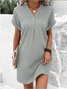 Women's Short Sleeve Summer Aqua Plain Split Joint V Neck Daily Going Out Vintage Maxi A-Line Tank Dress
