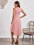 Women's Sleeveless Summer Red Plain Split Joint Crew Neck Daily Going Out Vintage Midi A-Line Tank Dress