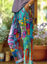Women's  H-Line Baggy Pants Daily Going Out Pants Blue Casual Printing Abstract Spring/Fall Pants