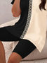 Women's Printing Contrast Stitching Daily Going Out Two-Piece Set Black Casual Summer Top With Pants Matching Set