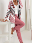 Women's Printing Abstract Daily Going Out Two-Piece Set Pink Casual Spring/Fall Coat With Pants Matching Set