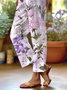 Women's  H-Line Baggy Pants Daily Going Out Pants White Casual Printing Floral Spring/Fall Pants