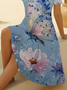 Women Floral V Neck Printing Fit & Flare Dress Casual Summer Daily Midi A-Line Dress
