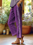 Women's  H-Line Baggy Pants Daily Going Out Pants Purple Casual Printing Floral Spring/Fall Pants