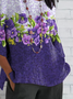 Women's Half Sleeve T-shirt Summer Purple Floral Crew Neck Daily Going Out Casual Top