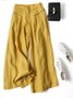 Women's  Elastic Waist H-Line Wide Leg Pants Daily Going Out Pants Yellow Casual Split Joint Plain Spring/Fall Pants