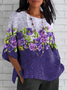 Women's Half Sleeve T-shirt Summer Purple Floral Crew Neck Daily Going Out Casual Top